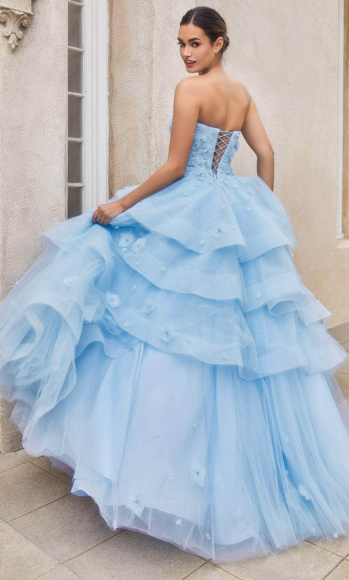 Andrea and Leo A1220 - Strapless Lace-Up Back Ballgown Special Occasion Dress 2 / Blue