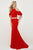 Angela & Alison - 81033 Two Piece High Neck Trumpet Gown Special Occasion Dress 0 / Hot Red