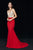 Angela & Alison - 81047 Crystal Embellished Plunging Mermaid Gown Special Occasion Dress 0 / Hot Red