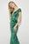 Angela & Alison - 81126 Deep V-neck Sheath Gown Special Occasion Dress 0 / Forest Green