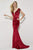 Angela & Alison - 81126 Deep V-neck Sheath Gown Special Occasion Dress 0 / Wine