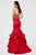 Angela & Alison  - 81139 Beaded Embellished Plunging Illusion Neck Ruffled Mermaid Gown - 1 pc Hot Red in Size 6 Available CCSALE