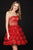 Angela & Alison - 82011 Strapless Embroidered Straight A-line Dress Cocktail Dresses 0 / Hot Red