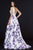 Angela & Alison - 91019 Deep V-neck Floral Satin A-line Dress Special Occasion Dress