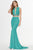 Angela & Alison - 91024 Beaded Plunging Cutout Mermaid Gown Special Occasion Dress 0 / Seaglass