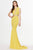 Angela & Alison - 91024 Beaded Plunging Cutout Mermaid Gown Special Occasion Dress 0 / Yellow