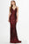 Angela & Alison - 91038 Sequined V-Neck Sheath Evening Gown Special Occasion Dress 0 / Crimson