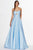 Angela & Alison - 91045 Strapless Sweetheart Keyhole Cutout Satin Gown Special Occasion Dress 0 / Blue