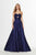Angela & Alison - 91045 Strapless Sweetheart Keyhole Cutout Satin Gown Special Occasion Dress 0 / Navy