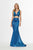 Angela & Alison - 91047 Two Piece V-neck Stretch Satin Mermaid Dress Prom Dresses 0 / Blue Shimmer