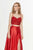 Angela & Alison - 91095 Two Piece Bedazzled Charmeuse A-line Dress Special Occasion Dress 0 / Hot Red