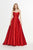 Angela & Alison - 91137 Strapless Asymmetrical Pleated Ballgown Ball Gowns 0 / Hot Red