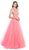 Applique Halter Neck Evening Ballgown Dress XXS / Pink