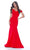 Ashley Lauren - 11025 Off Shoulder Scuba Mermaid Gown Pageant Dresses 0 / Red