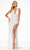 Ashley Lauren - 11068 Beaded Deep Halter V Neck Long Dress Evening Dresses 0 / Ivory