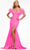 Ashley Lauren 11101 - Feathered Sleeve Mermaid Evening Gown Evening Gown 0 / Hot Pink