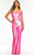 Ashley Lauren - 11111 Off Shoulder Sequin Jumpsuit Evening Dresses 0 / Neon Pink