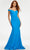 Ashley Lauren - 11118 Cross Strap Back Long Gown Evening Dresses 00 / Blue