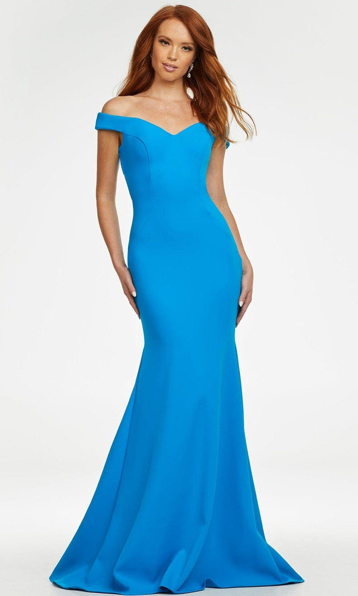 Ashley Lauren - 11118 Cross Strap Back Long Gown Evening Dresses 00 / Blue