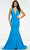 Ashley Lauren - 11121 Plunging Halter Gown Evening Dresses 0 / Blue