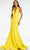 Ashley Lauren - 11121 Plunging Halter Gown Evening Dresses 0 / Yellow
