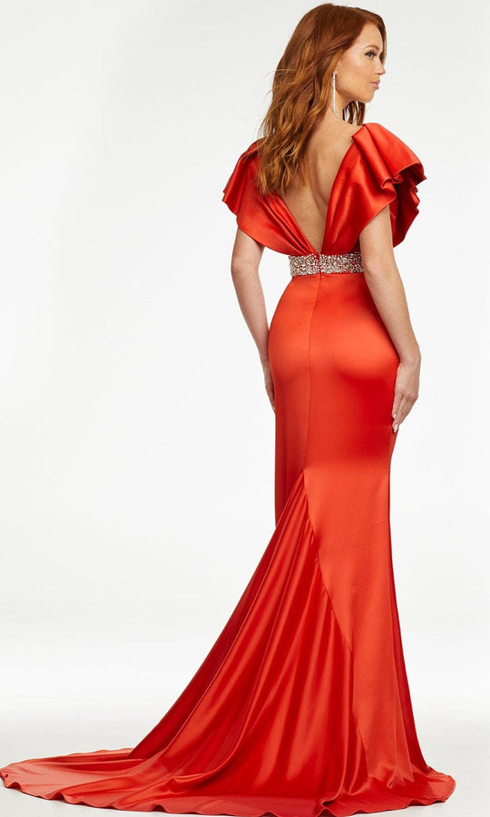 Ashley Lauren - 11130 Ruffled V-Neck Trumpet Gown