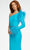 Ashley Lauren - 11131 Feather Detail Long Sleeve Gown In Blue
