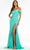 Ashley Lauren - 11136 Shirr-Ornate Off Shoulder Gown Prom Dresses 0 / Aqua
