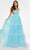 Ashley Lauren - 11142 Plunging V-Neck Tired Ruffle Gown In Blue