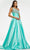 Ashley Lauren - 11149 Beaded Bustier Taffeta Gown Prom Dresses 0 / Aqua