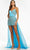 Ashley Lauren - 11151 Beaded Chiffon Draped Romper Cocktail Dresses 0 / Light Blue