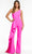 Ashley Lauren - 11152 Drape Cascade Jumpsuit Evening Dresses 0 / Fuchsia
