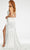 Ashley Lauren - 11162 Cowl Bodice Gown with Slit In White