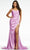 Ashley Lauren - 11162 Cowl Bodice Gown with Slit In Purple