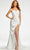 Ashley Lauren - 11162 Cowl Bodice Gown with Slit In White