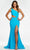 Ashley Lauren - 11169 One Shoulder Cutout Gown Prom Dresses 0 / Turquoise