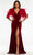 Ashley Lauren - 11172 Ruffled Shoulder High Slit Gown Pageant Dresses 0 / Burgundy