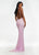 Ashley Lauren - 11177 Beaded Halter Gown with Slit In Pink and Black
