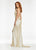 Ashley Lauren - 11177 Beaded Halter Gown with Slit In Gold and White