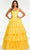 Ashley Lauren - 11187 Sleeveless Tiered Tulle Gown In Yellow