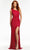 Ashley Lauren - 11189 Sequin Plunging Lace Up Gown Prom Dresses 0 / Iridescent Red