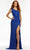 Ashley Lauren - 11189 Sequin Plunging Lace Up Gown Prom Dresses 0 / Royal/Turquoise