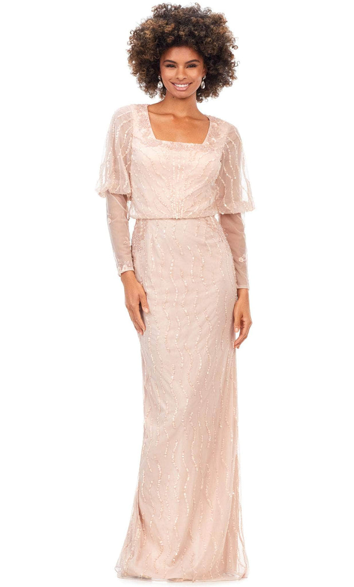 Ashley Lauren 11201 - Sequined All Over Blouson Gown Special Occasion Dress 0 / Blush