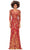 Ashley Lauren 11205 - V-Neck Sequin Evening Gown Evening Gown 0 / Light Amber