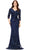 Ashley Lauren 11205 - V-Neck Sequin Evening Gown Evening Gown 0 / Navy
