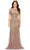 Ashley Lauren 11215 - Short Sleeve Beaded Evening Gown Special Occasion Dress 0 / Gold/Rose Gold