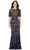 Ashley Lauren 11216 - Beaded Jewel Neck Evening Gown Evening Gown 0 / Rose Gold/Navy