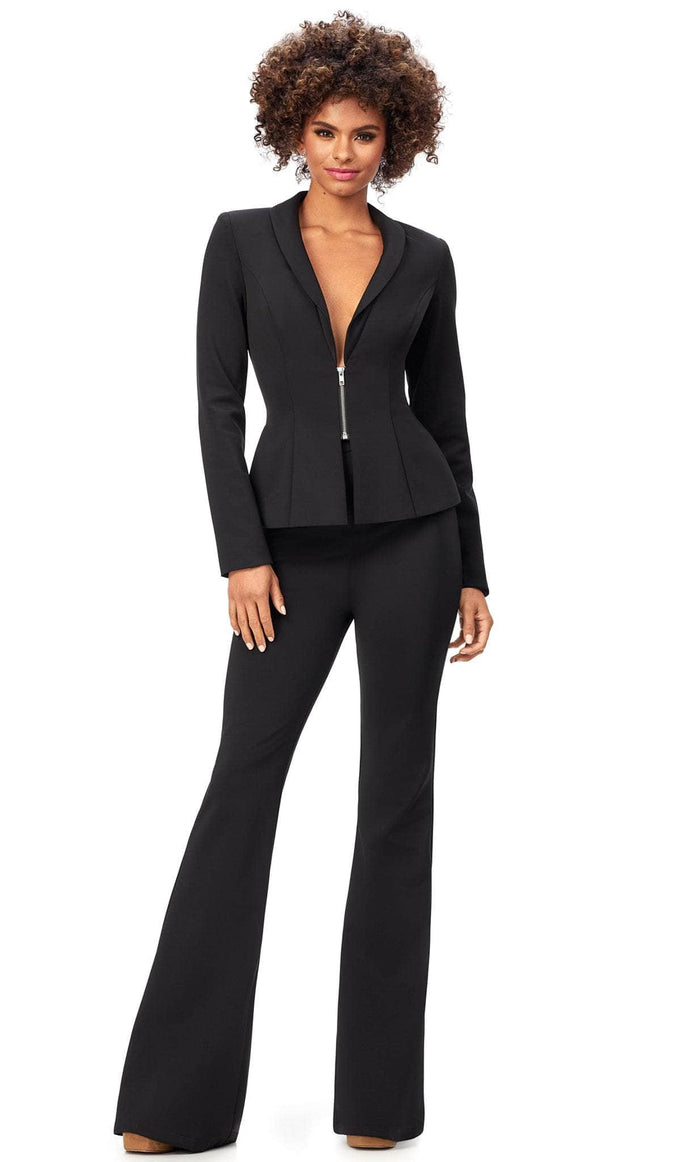 Ashley Lauren 11225 - Two Piece Long Sleeve Pantsuit Special Occasion Dress 0 / Black