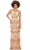 Ashley Lauren 11235 - Flutter Sleeve Tiered Evening Gown Special Occasion Dress 0 / Gold/Rose Gold