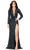 Ashley Lauren 11241 - Lace-Up Long Sleeve Evening Gown Evening Gown 00 / Neon Black